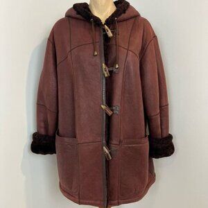 Vintage Christ Germany Women’s 38 Red Brown Sheepskin Leather Bone Clasps Jacket
